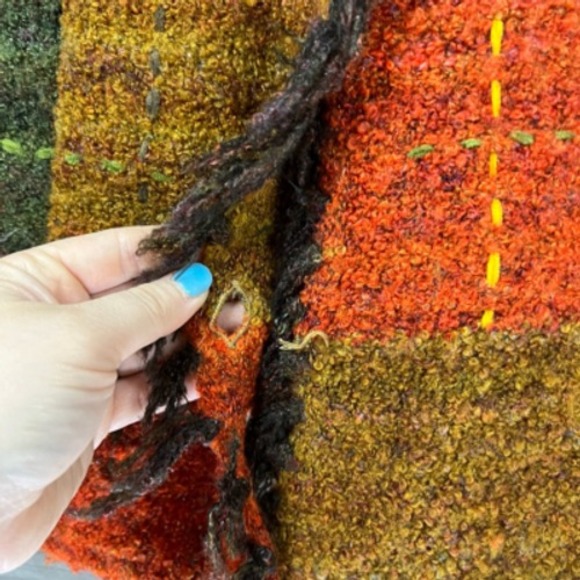 TanJay Womens Cardigan Sweater Multicolor Color Block Fringes Collared Button M - Picture 12 of 12